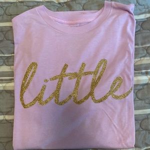 big/little reveal purple shirt with glitter!